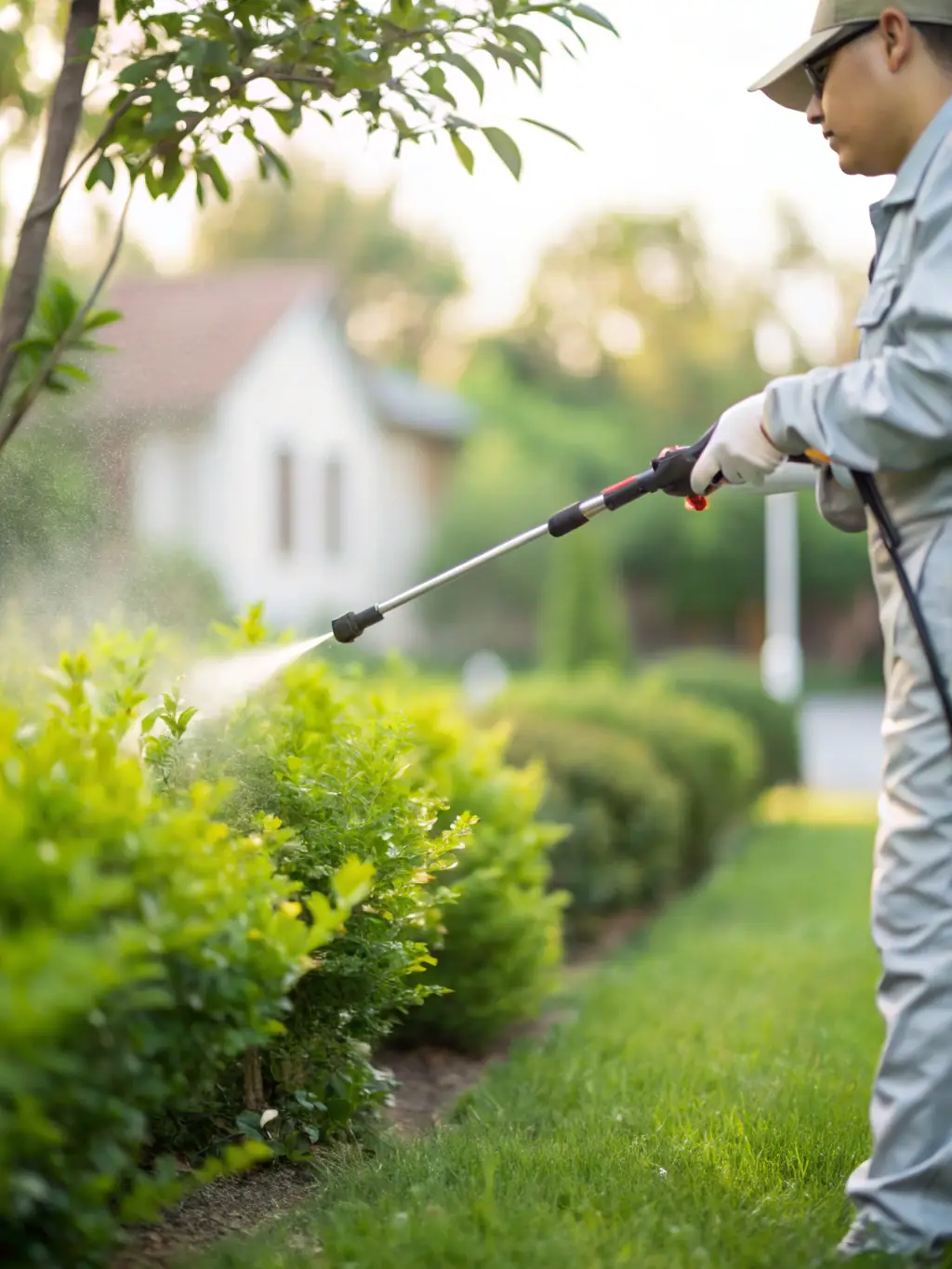 An image of a technician applying weed control treatment, emphasizing the effectiveness and safety of Lawn and Snow Piercer's methods.